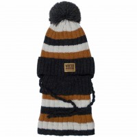 Žieminė kepurė su mova berniukui (50-52 cm) rudos/pilkos spalvos 42-493